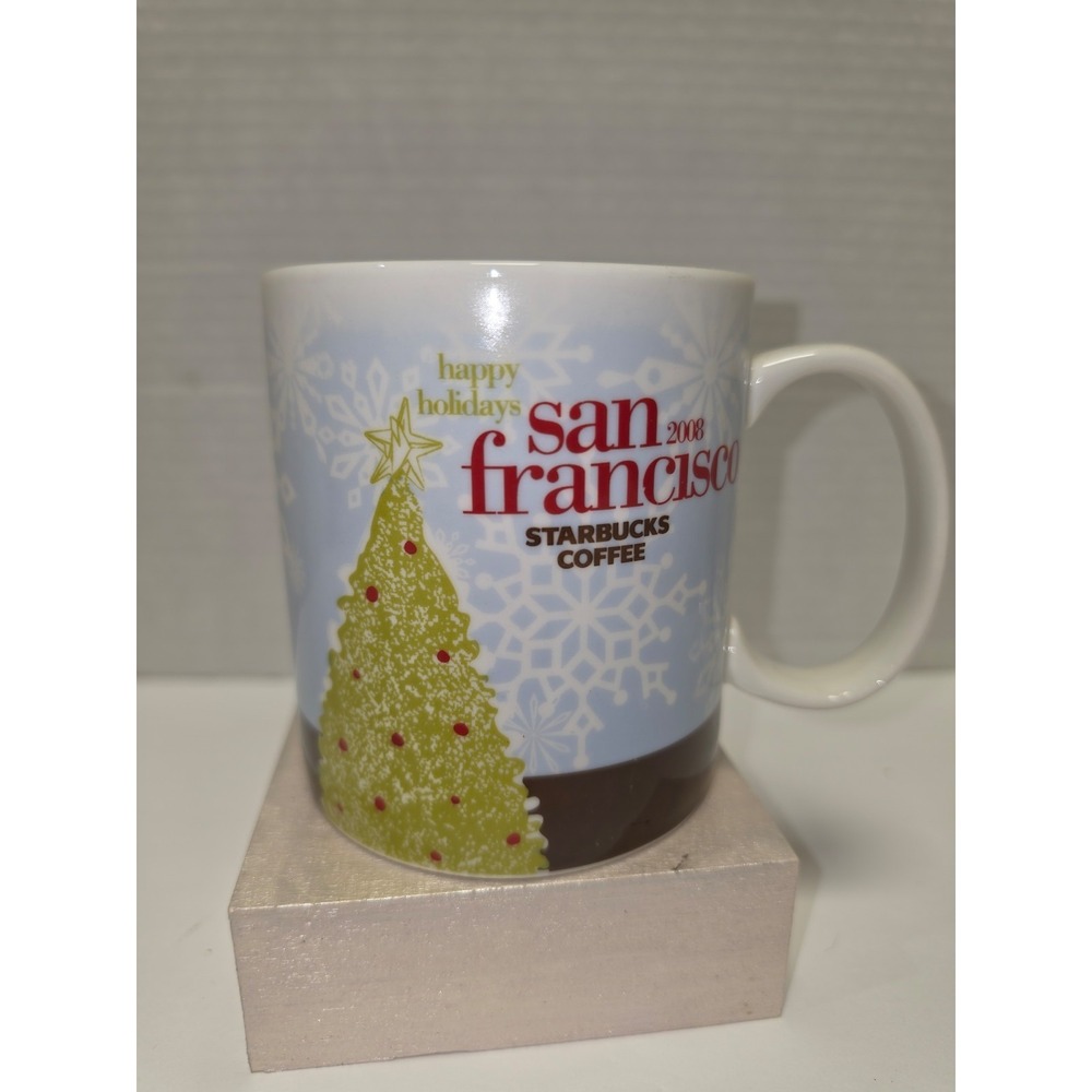 Starbucks 2008 San Francisco Happy Holidays Christmas Tree 16 oz coffee mug
